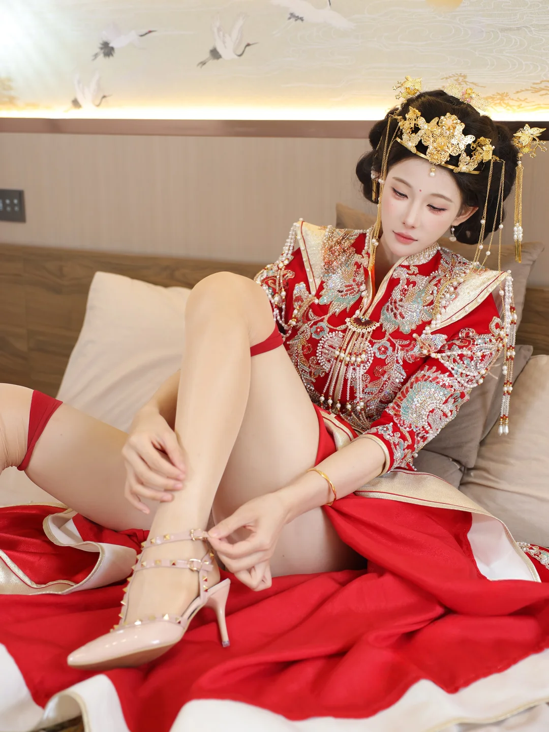 梨霜儿 - No.004 新娘红装 [113P-2.3GB] tg@simisebaisi 【丝足阁】063.webp